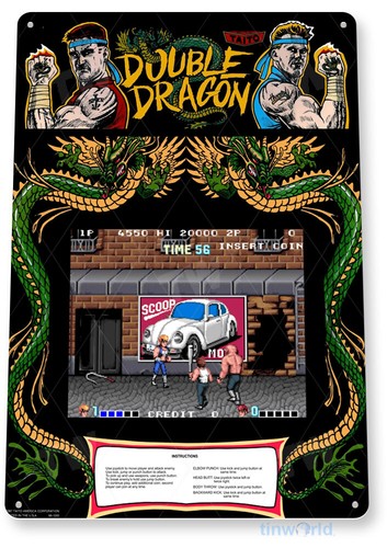 Arcade Games & Vending Co - ป้ายดับเบิ้ลดราก้อนอาร์เคด, ป้ายเกมอาร์เคดคลาสสิก, ป้ายโลหะห้องเกม A336