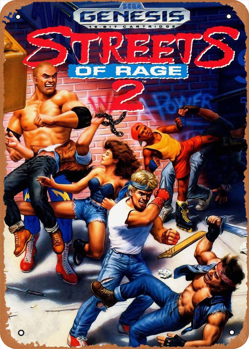 Arcade Games & Vending Llc - ป้ายโลหะตกแต่งผนังลายเกมอาเขตคลาสสิก Street of Rage สไตล์เรโทร ยุค