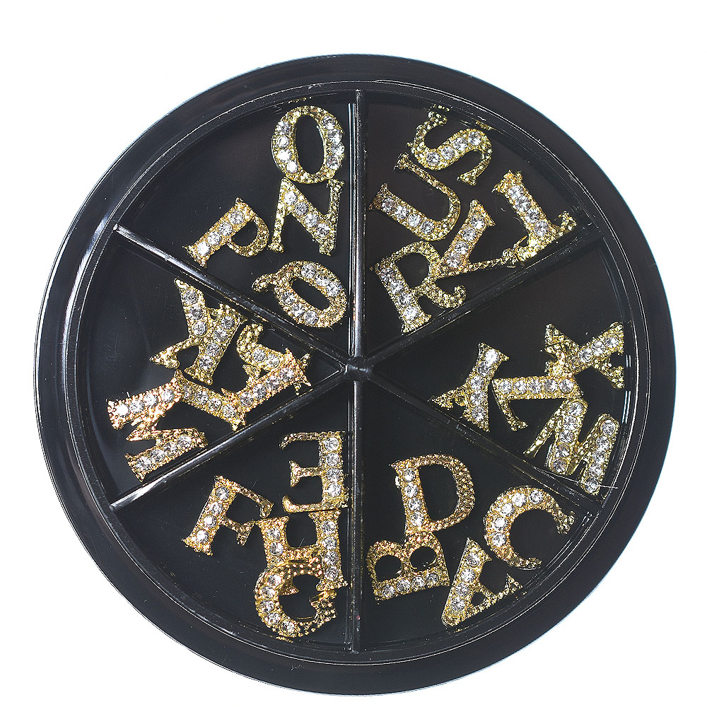 Arcade Z - 26 ตัวอักษรล้อ A-Z เล็บอุปกรณ์เสริม Charms ทอง/สีชมพู/สีดํา/Rose