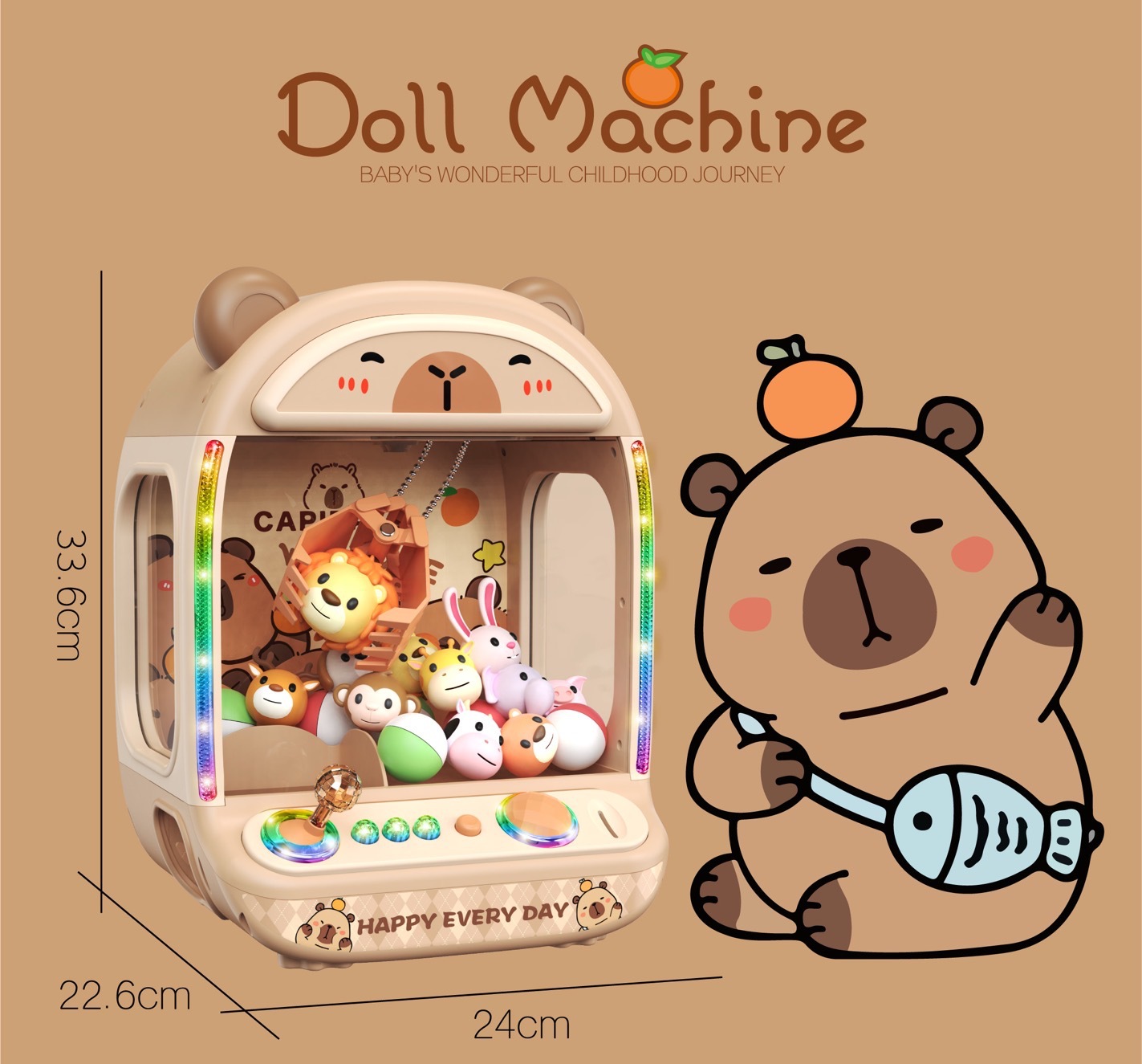Claw Crane Machine - ตู้คีบตุ๊กตาหยอดเหรียญสำหรับเด็ก เครื่องเล่นเกมมินิ ตู้เครนจับตุ๊กตา มีเสียงเพลง ของขวัญคริสต์มาสสำหรับเด็ก