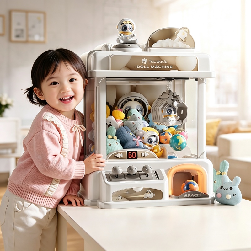 Claw Crane Machine - เครื่องคีบตุ๊กตาขนาดเล็กสำหรับเด็ก แบบหยอดเหรียญอัตโนมัติ เครื่องเล่นเกมอาร์เคด ของเล่นตุ๊กตาสำหรับเด็ก ของขวัญวันเกิด/คริสต์มาส